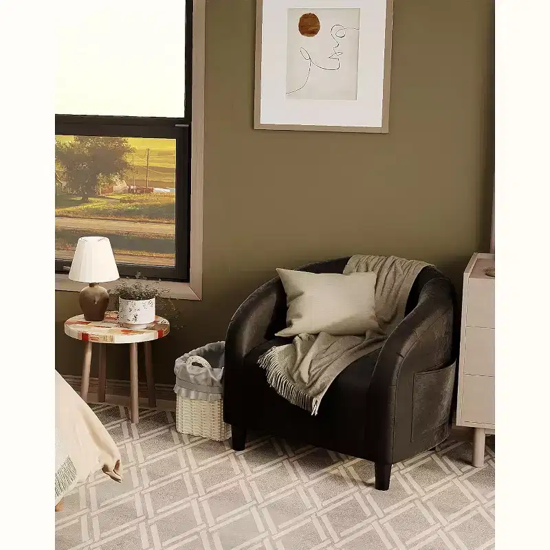Accent Chair Velvet Club Chair Comfy Armrest Upholstered Barrel Chair with Soft Padded Seat for Living Room Bedroom Study Waiting Room