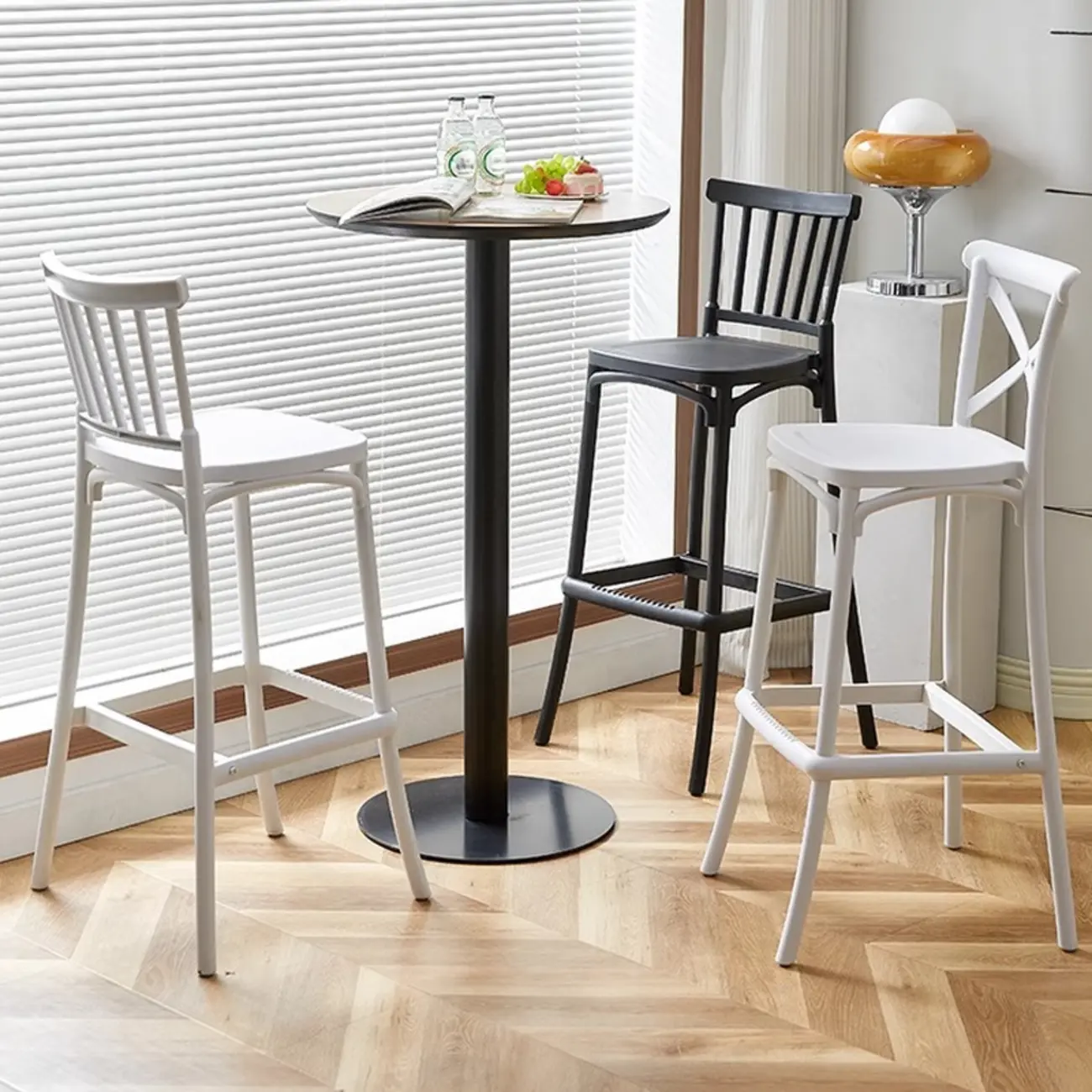 Modern Acrylic Square Counter Height Stools with Back