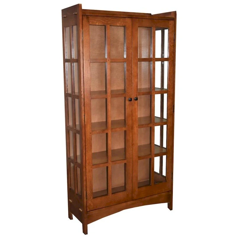 Oak Display Cabinet with Glass Doors