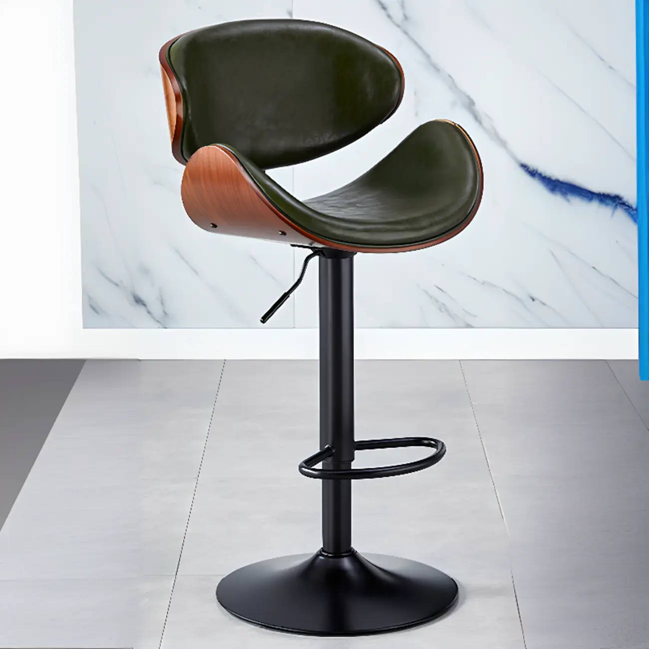 Bucket Adjustable Swivel Leather Bar Stools