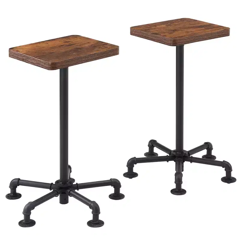 VECELO Counter Height Bar Stools Set of 2, Dining Chairs with Back Legs for Home or Kitchen, Easy Assembly, Brown