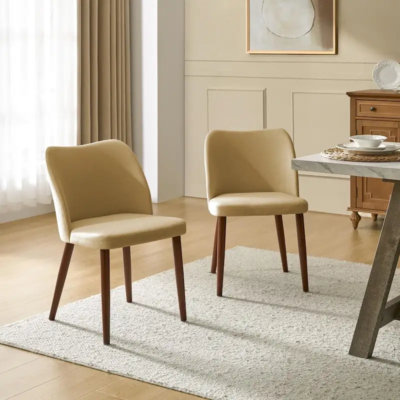 Melisa Upholstered Solid Wood Dining Chair Set of 2 by HULALA HOME