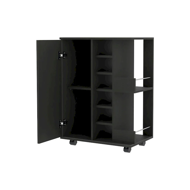 FM Furniture Tennessee Bar Cart, One Cabinet With Division,Black - N/A
