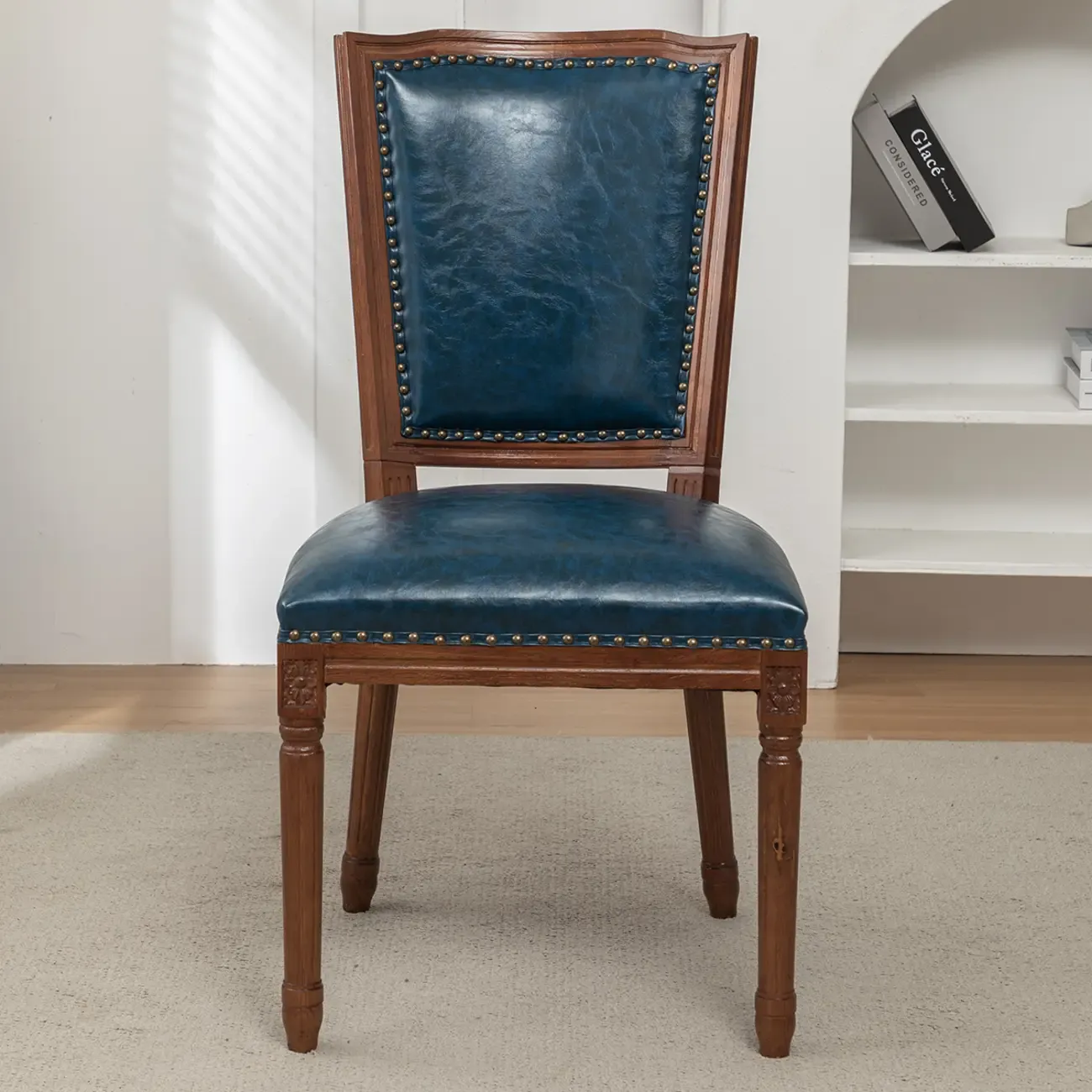 Mid Century Modern Solid Back Armless Wooden Dining Chairs