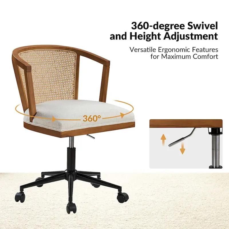 Modern Rattan Swivel Height Adjustment Office Chair