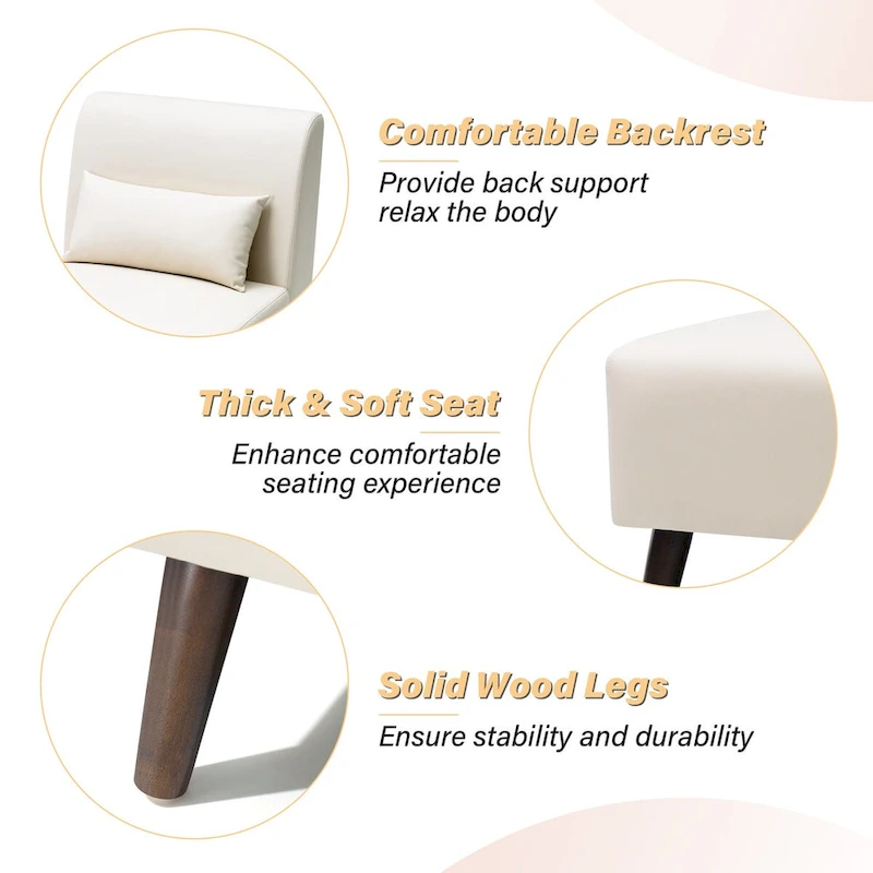 Accent Chair Upholstered Sofa Chair PU Faux Leather Wood Frame with Pillow - 28.74 W x 30.71 D x 31.50 H