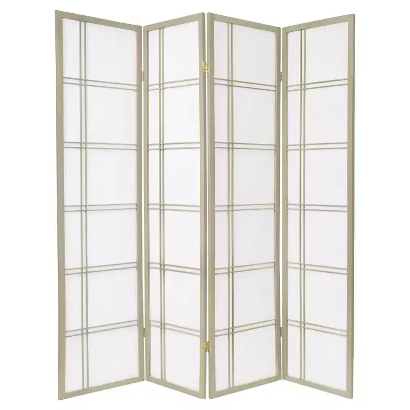 6 ft. Tall Double Cross Shoji Screen - Special Edition - Gray: Hardwood Frame, Lightweight, No Assembly Required