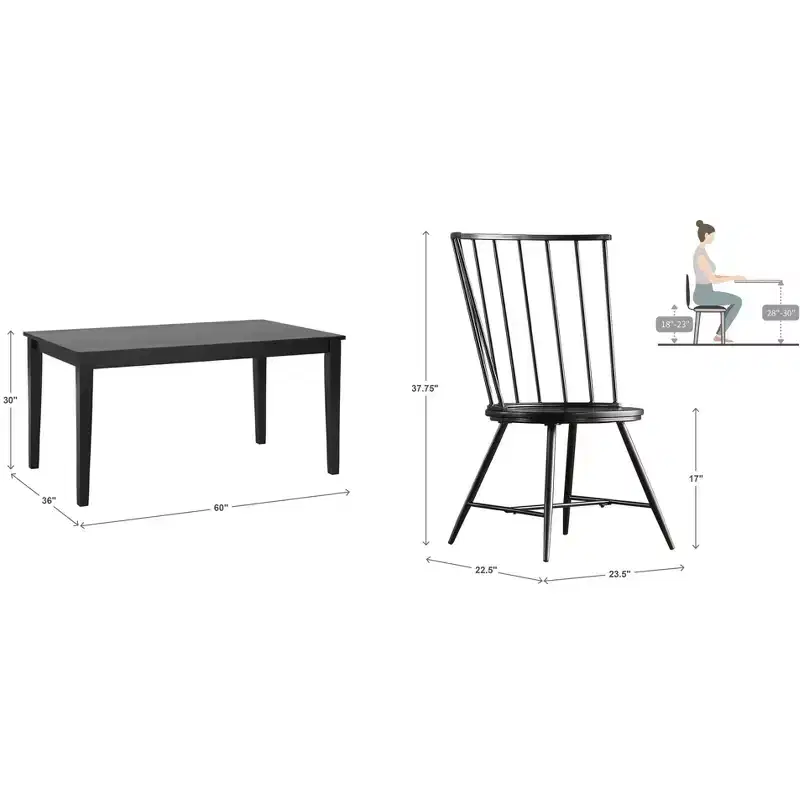 Salido Black Mixed Back Finish Dining Set - 5-Piece - iNSPIRE Q