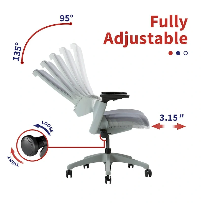 Furniture of America Hudson Modern Grey ANSI-BIFMA Certified Fabric Height Adjustable Office Desk Chair