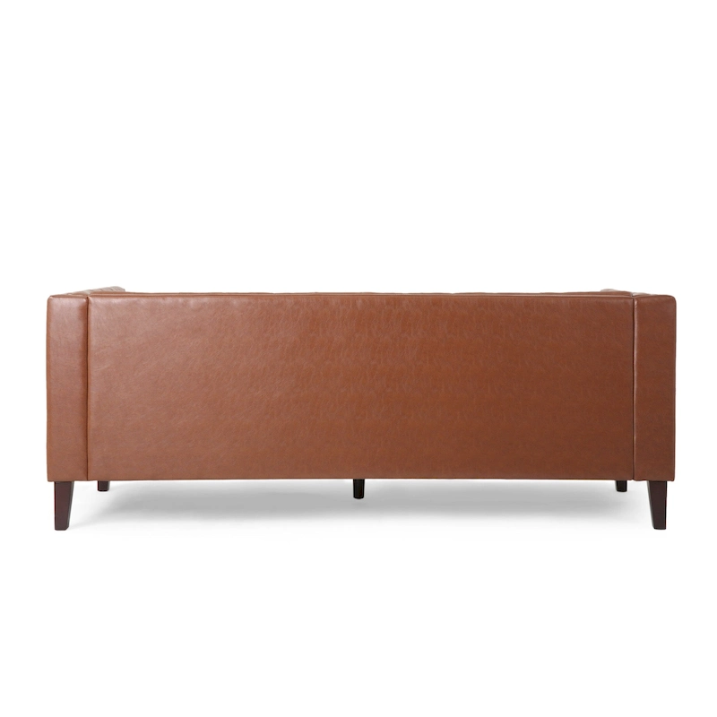 Pondway Faux Leather Tufted 3 Seater Sofa by Christopher Knight Home