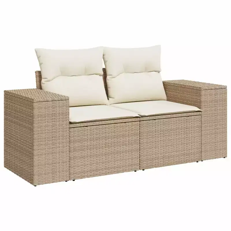 vidaXL 5 Piece Patio Sofa Set with Cushions Beige Poly Rattan