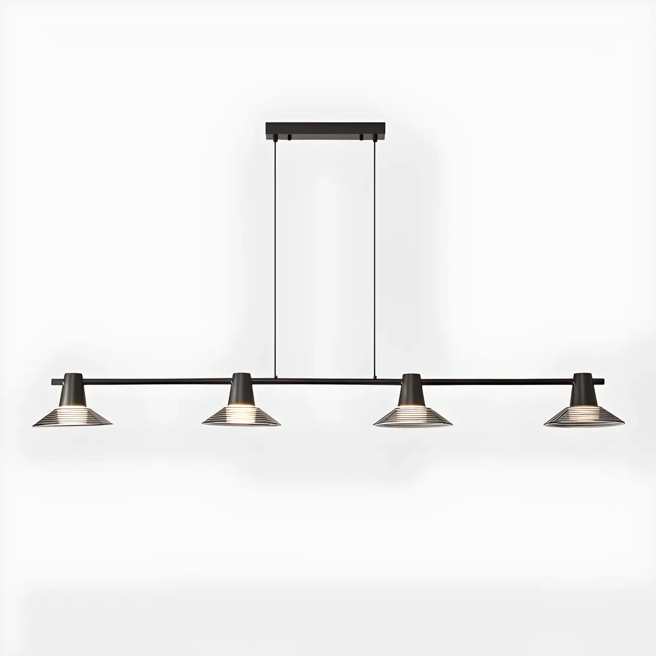 Modern Black Cone Glass 3-Light Island Light