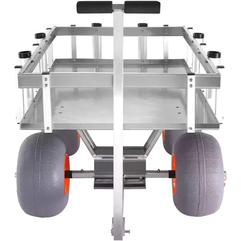 VEVOR Beach Fishing Cart,500 lbs Load Capacity, Fish and Marine Cart with Four 13 Big Wheels PU Balloon Tires for Sand, Heavy-Duty Aluminum