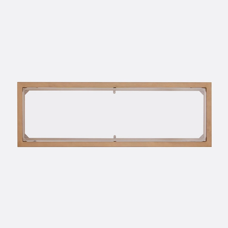 SEI Furniture Price Matte Gold Metal Console Table with Shelf and Tempered Glass