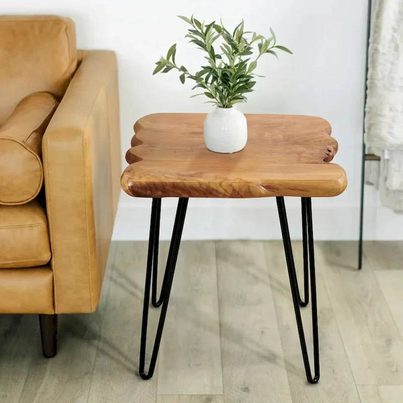 Live Edge Coffee Table - Cedar Wood - Black Hairpin Legs