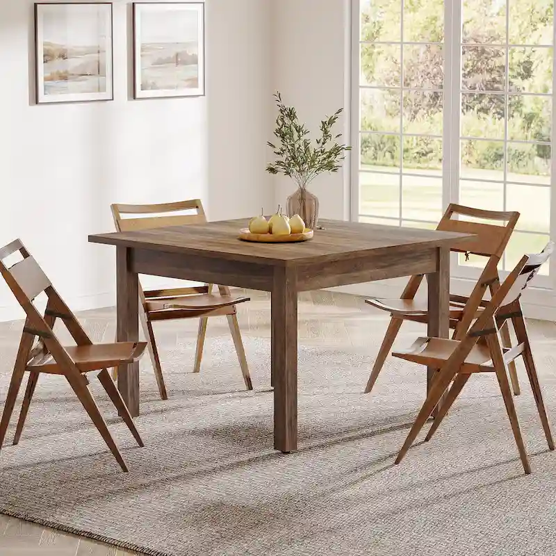 Country Rustic Square Dining Table with Solid Wood Legs - 39.4D x 39.4W x 30H