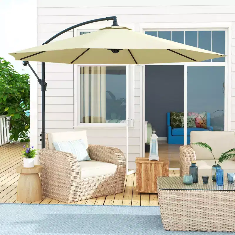 10' Cantilever Tilt Offset Patio Umbrella w/ UV & Water Safe Material & Cross Base (Weight Not Included)