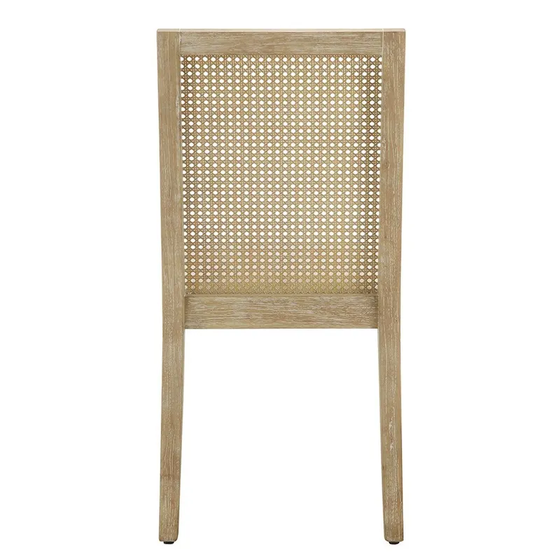 Rattan Hollow Backrest Upholstered Dining Chair Side Chair Set of 2