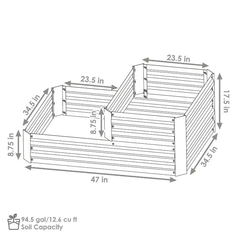 Sunnydaze 2-Tier Galvanized Steel Raised Garden Bed - 17.75 H