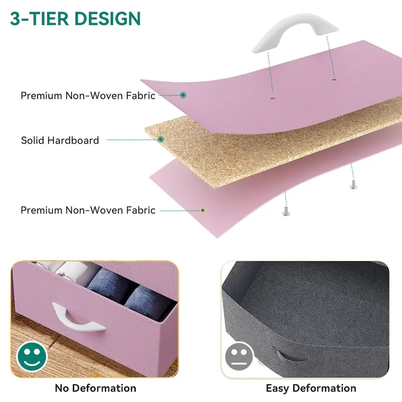 Moasis 16-drawer Dresser Chest with Metal Frame, Wood Tabletop