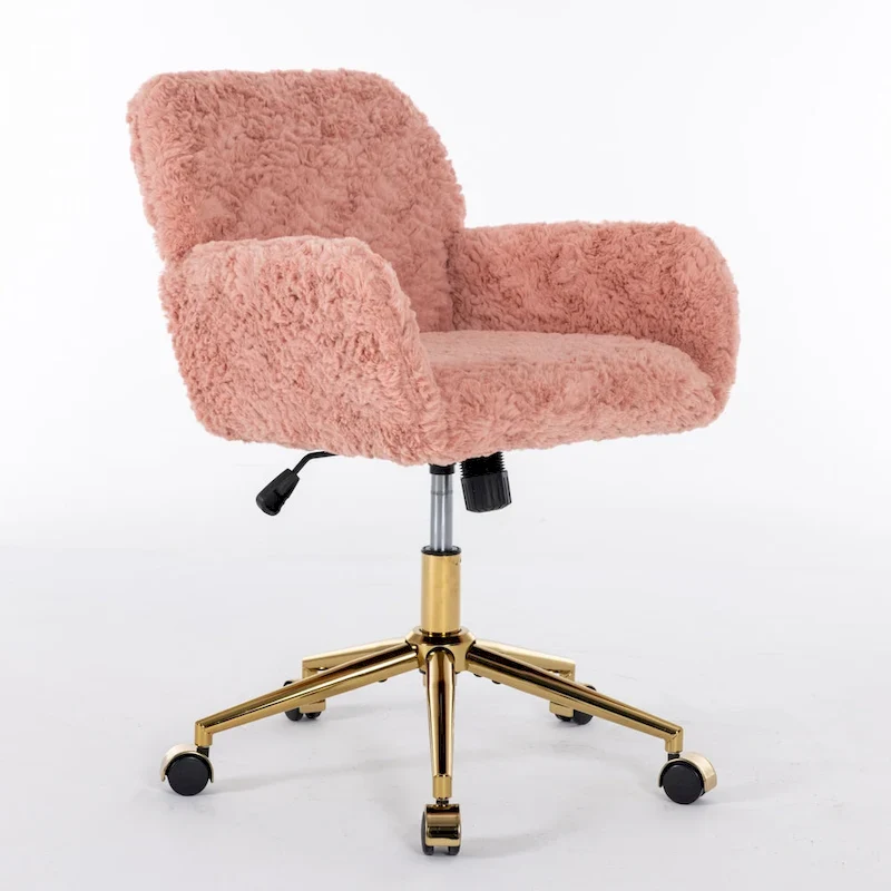 A&A Furniture Office Chair: Upholstered Desk Chair and Golden Metal Base