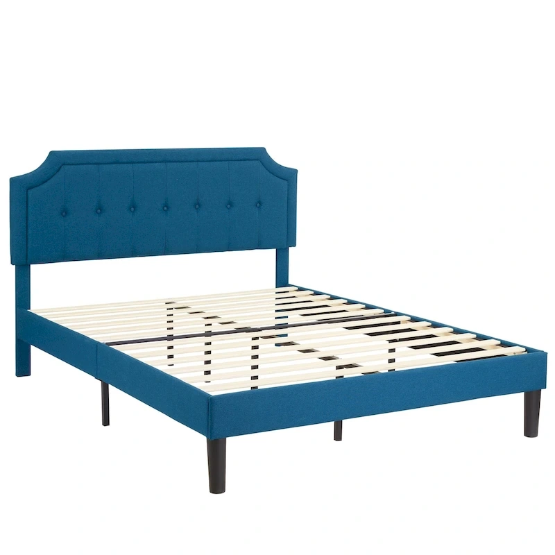 Javlergo Modern Upholstered Bed Frame with Height Adjustable Headboard, No Box Spring Needed