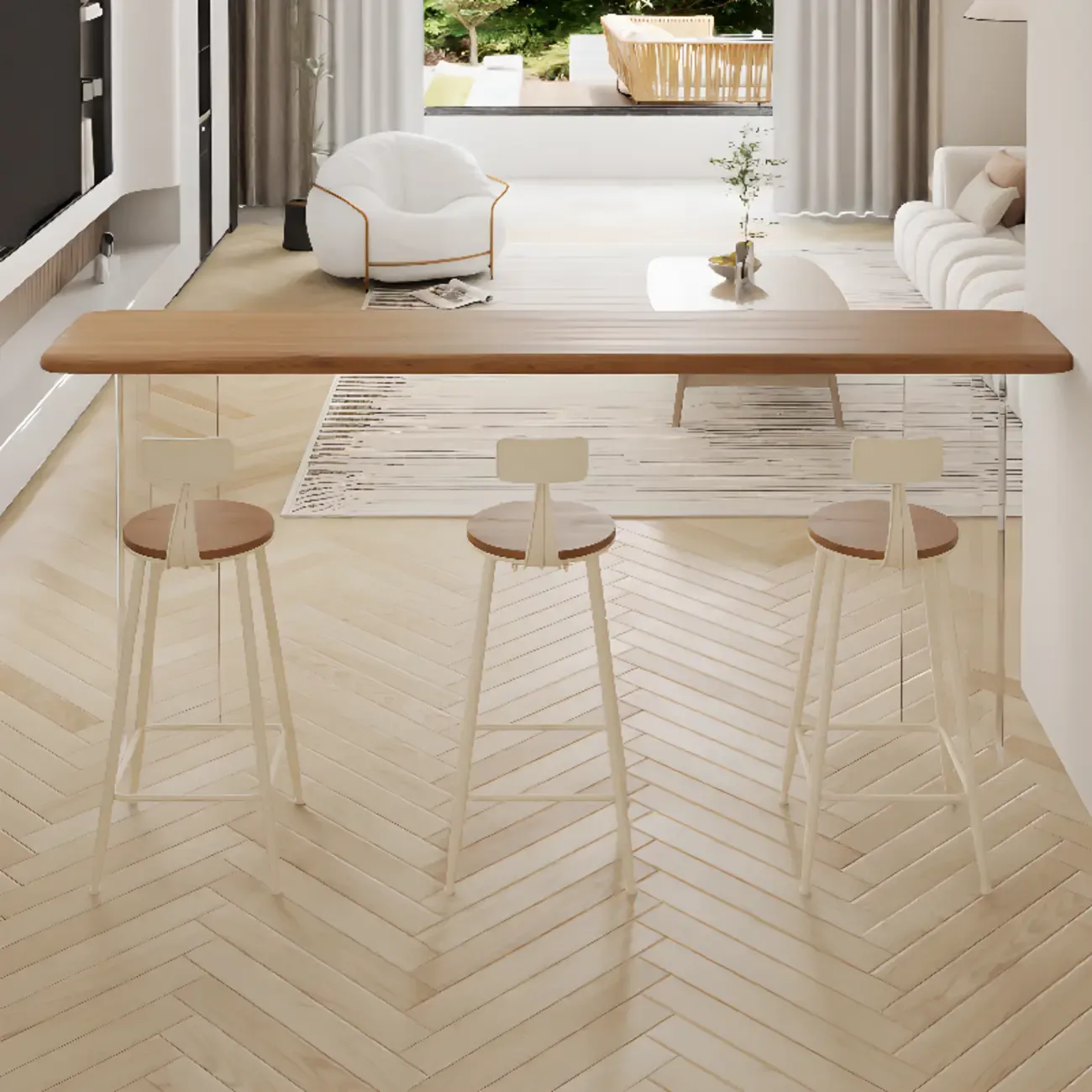 Natural Wood Bar Height Table for Modern Home Dining