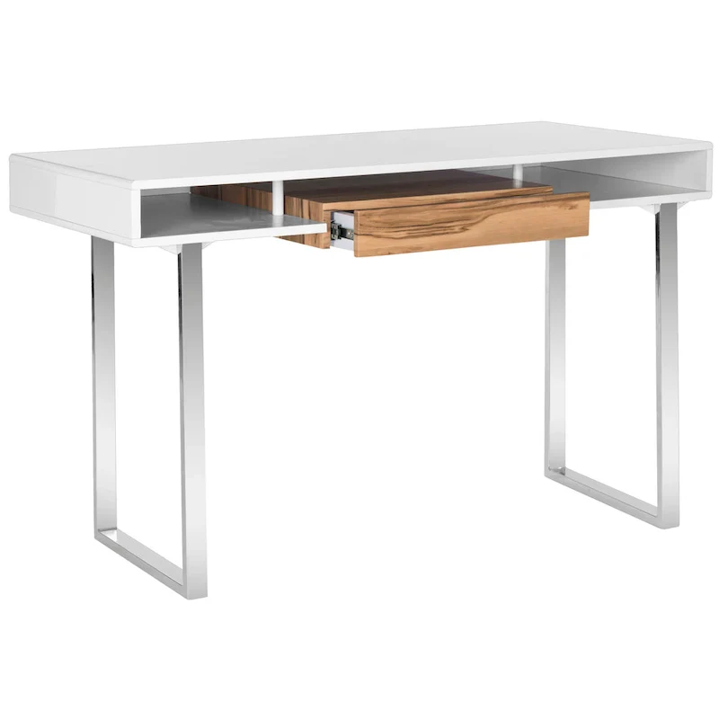 SAFAVIEH Bettyjane Modern White/ Chrome Computer Desk