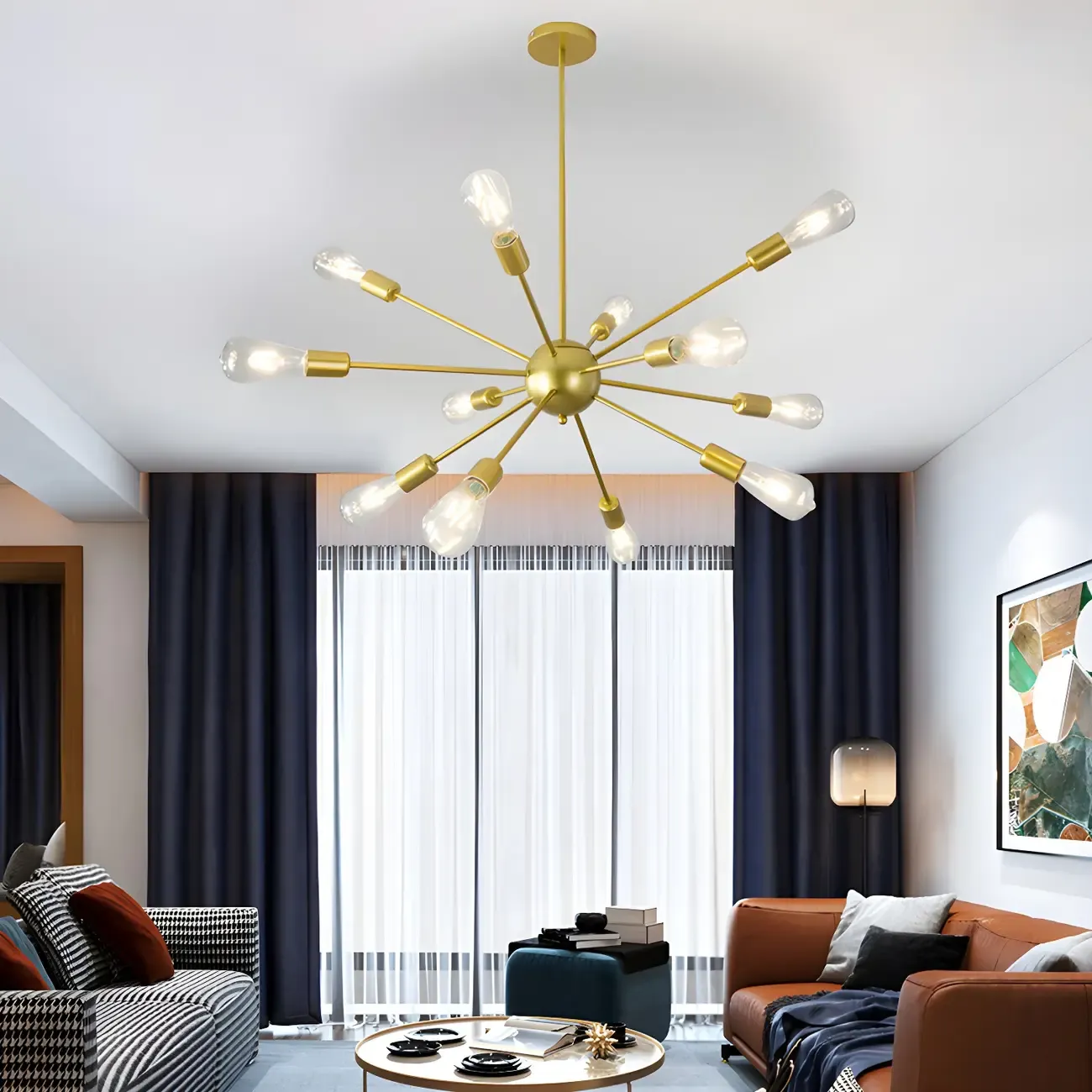 Modern LED Gold Globe Sputnik Chandelier