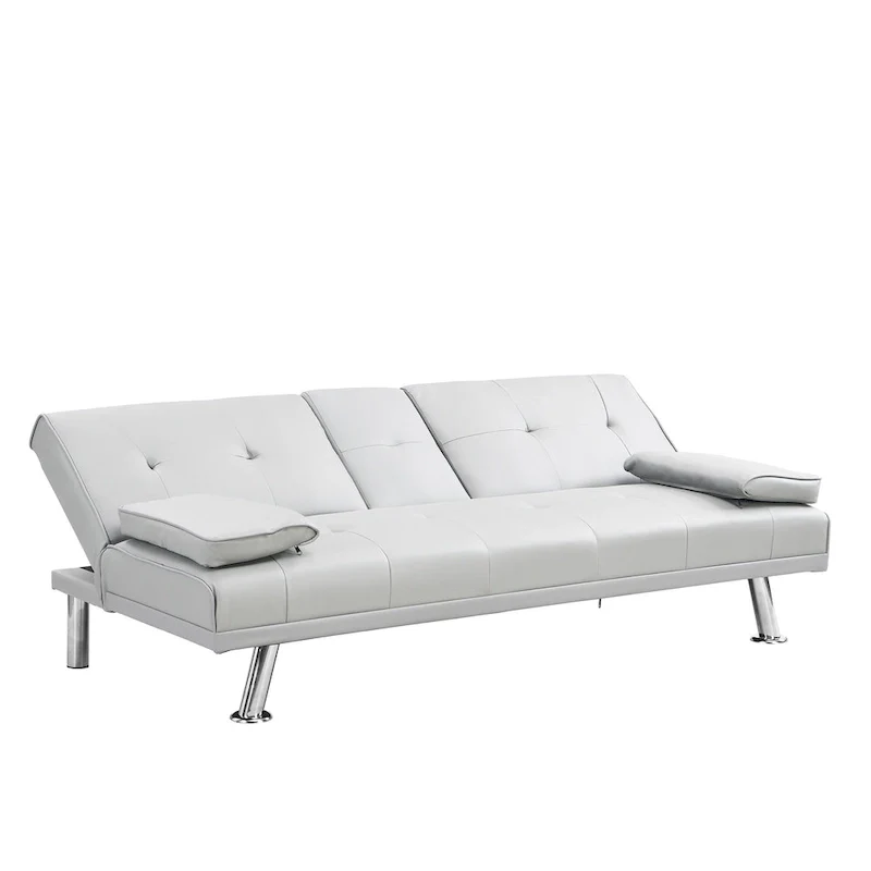 66.1  PVC Loveseat Sofa Bed with Wood Frame and Stainless Legs