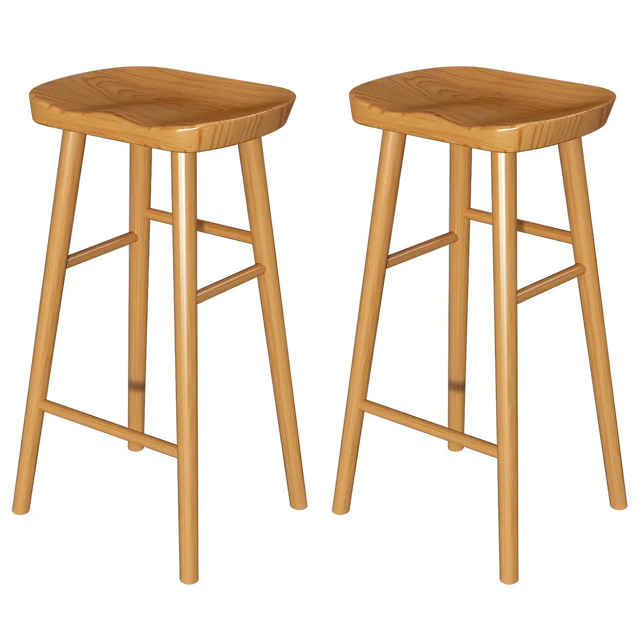 Modern Brown Bar Set with Wood Seating and Footrest