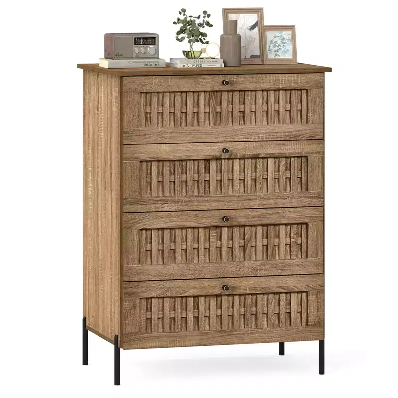 Costway 425'' Tall Storage Chest Cabinet w/Interlocking Mechanism Metal Legs for Closet