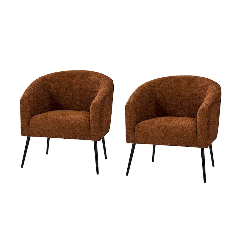 Hal Modern Boucle Armchair with Metal Legs Set of 2 by HULALA HOME