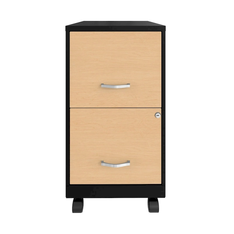 Space Solutions 18 Deep 2 Drawer Mobile File Cabinet with Wood Pattern Drawer Fronts