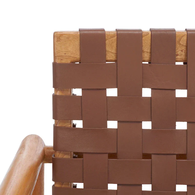 SAFAVIEH Vena Leather Woven Accent Chair - 30 W x 28 D x 28 H - 30Wx28Dx28H