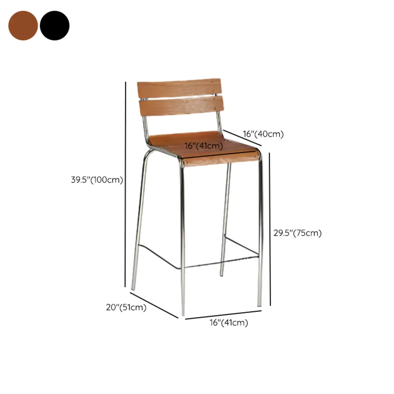 Industrial Metal Frame Wooden Counter Bar Stools with Backs