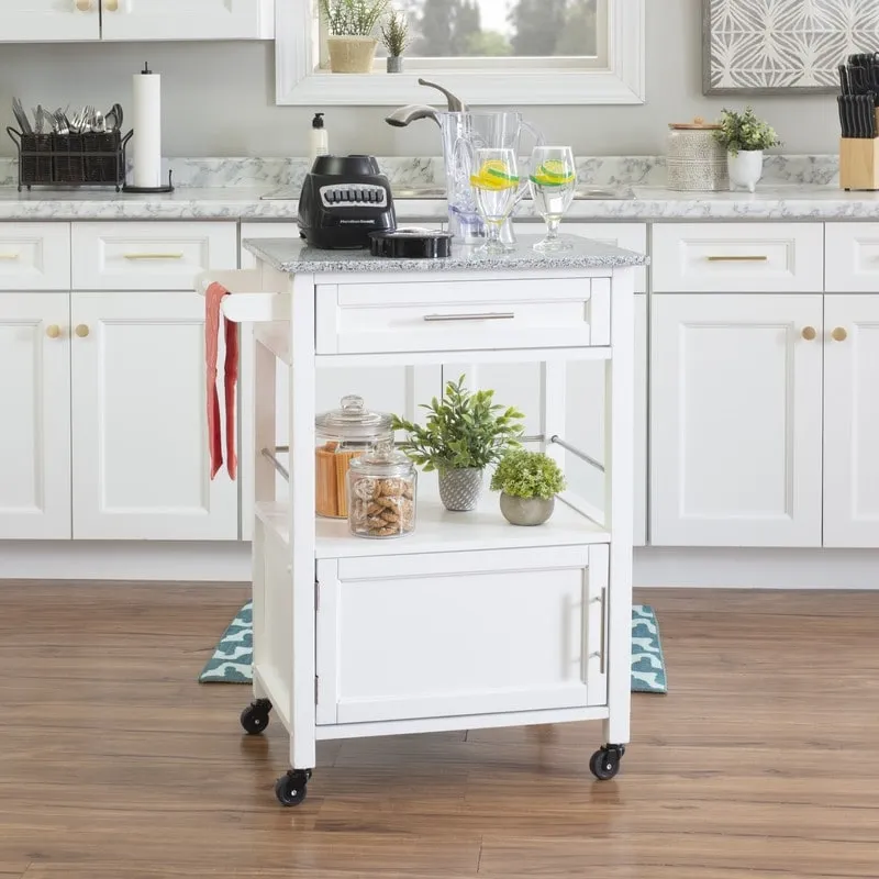 Mobile Kitchen Cart with Granite Top