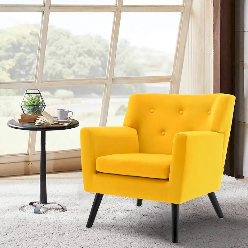 Velvet Upholstered Armchair Tufted Accent Chair, Set of 2 - 30.71H x 28.35 W x 27.56D