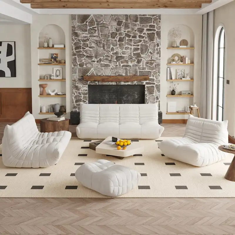 Single Sofa Teddy Fabric Bean Bag Chair
