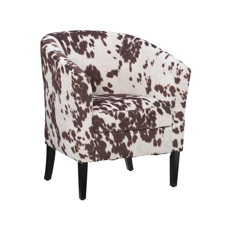 Brown and White Cow Print Club Chair