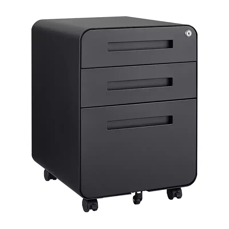 3 Drawer Mobile File Cabinet with Lock, Small Filing Cabinet 5 Wheel Anti-Tilt Design Rolling File Cabinet Fully Assembled File Cabinets