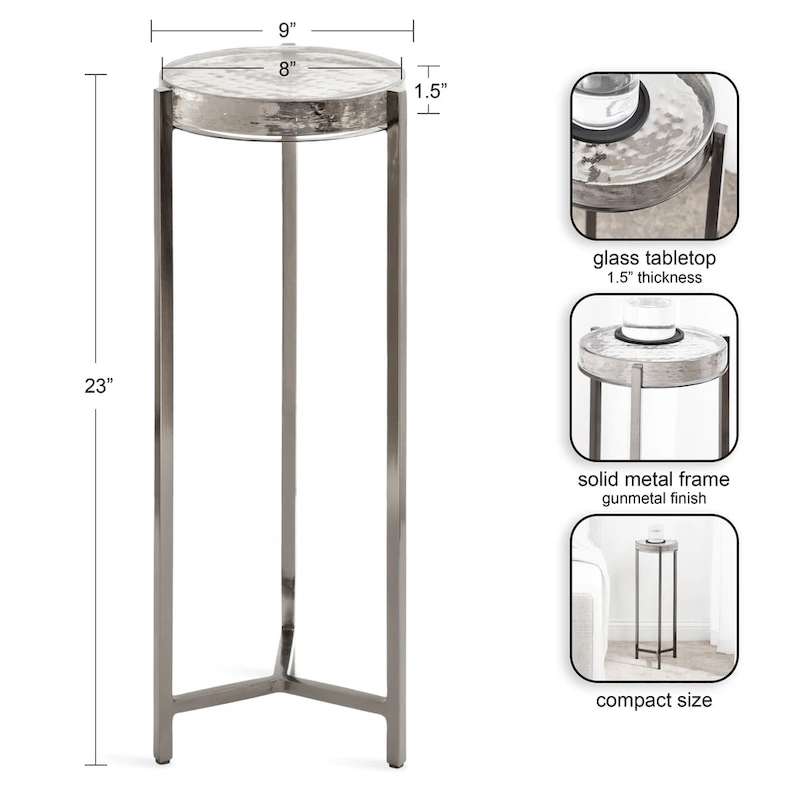 Kate and Laurel Aguilar Glam Drink Table - 9x9x23