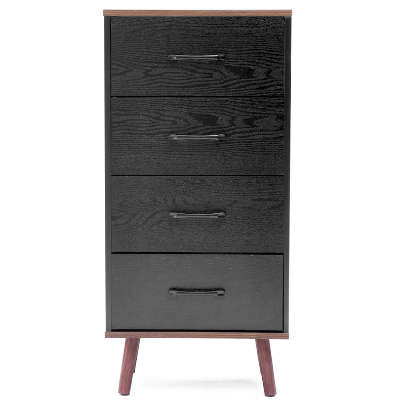 Black & Brown 4-Drawer Fabric Dresser Chest