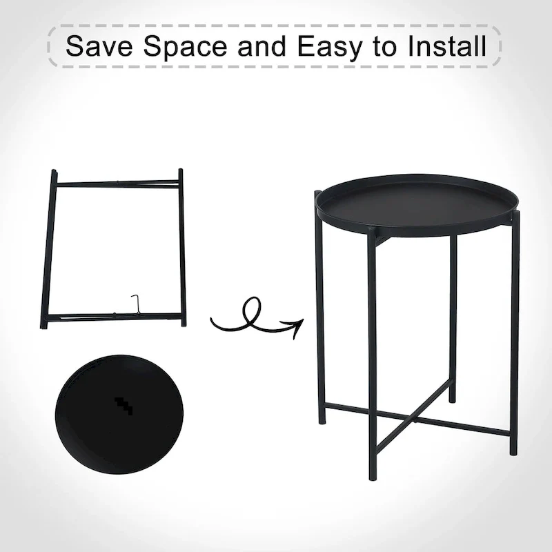 Gold End Table Metal Waterproof Snack Beside Table Accent Coffee Table - 16.9(D)x 16.9(W)x 20.5(H)
