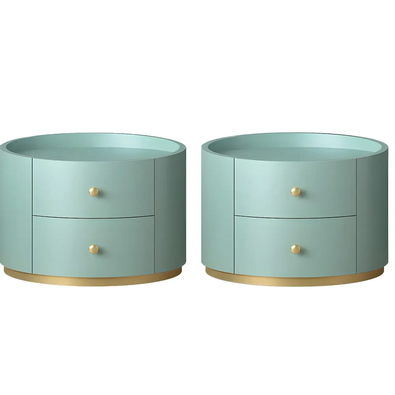 Glam Manufactured Wood Round 2-Drawer Nightstand