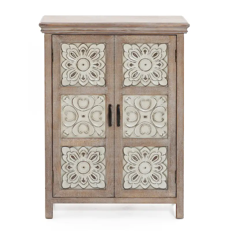 Farmhouse 37.4  Tall 2-Door Wood Storage Cabinet - 37.4  H x 27.68  W x 13.23  D
