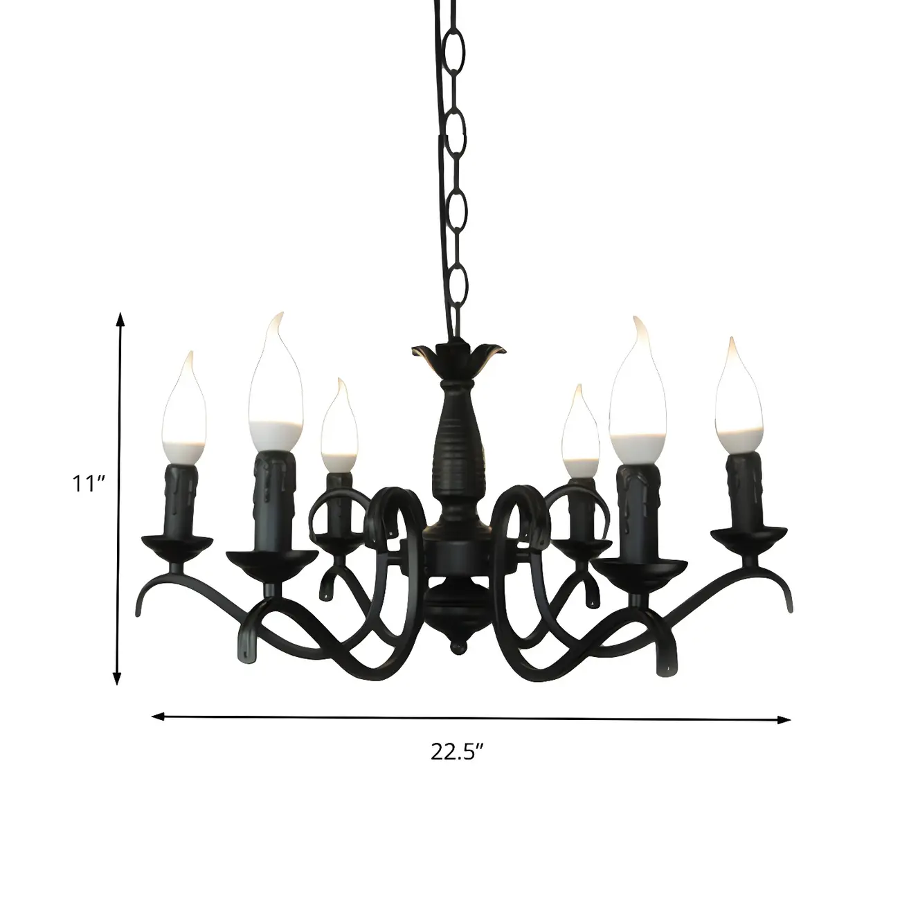 Industrial Black Metal Candelabra Chandelier