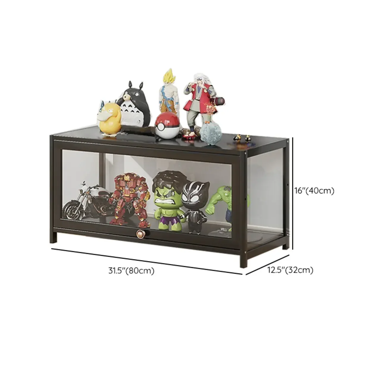 Simple Flip-up Black Clear Glass Cabinet