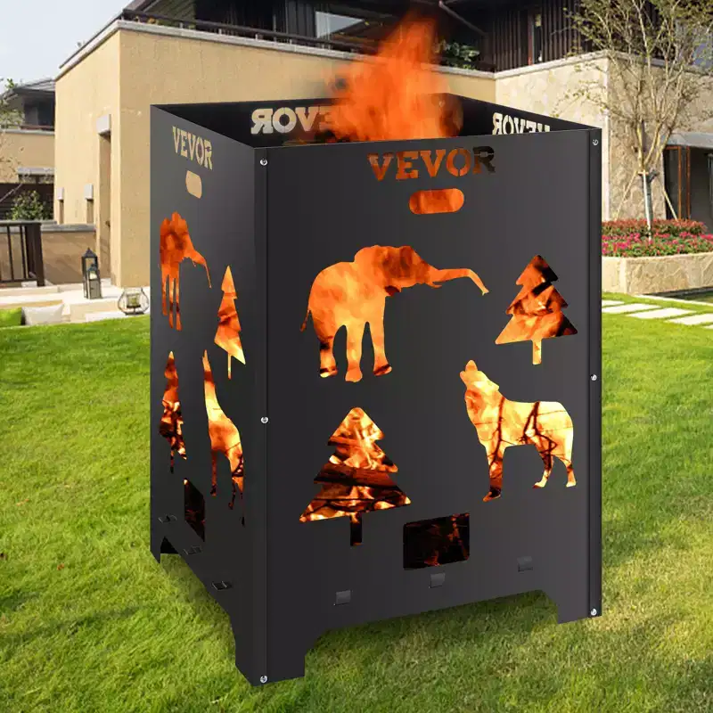 VEVOR Burn Barrel, 21x21x27 inch Burn Cage, Carbon Steel Cage Incinerator, Incinerator Barrel with Lid and Handle for Outdoors,Black