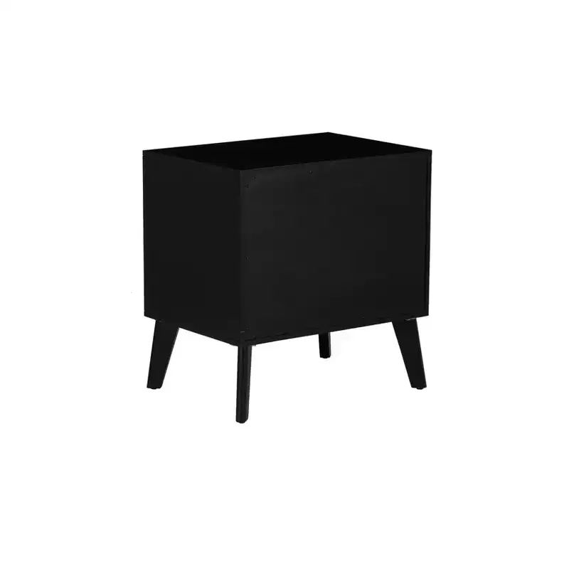 Powell Chancery Black and Cane Cane 2 Drawer Nightstand